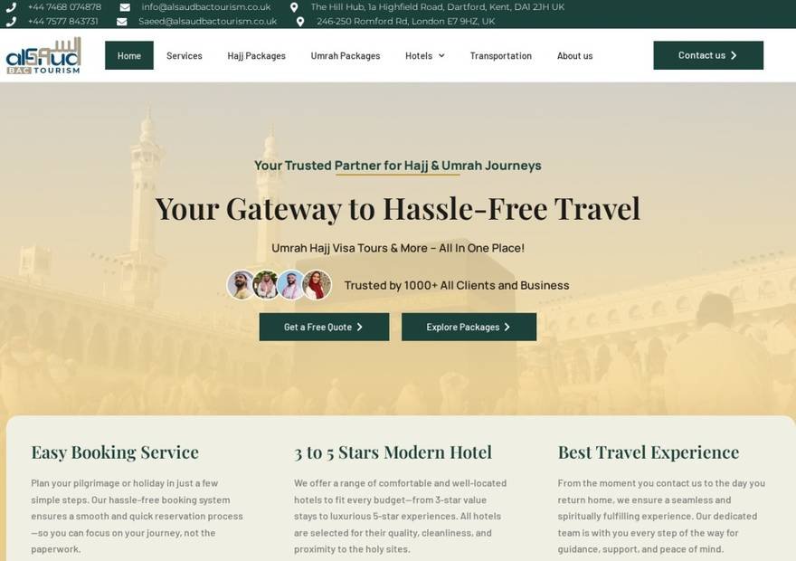 AL Saud & BAC Tourism Group website homepage design — Travel & Health